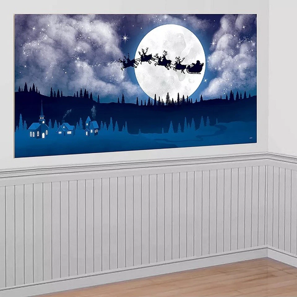 NAVIDAD TRINEO DE SANTA ESCENA SETTER FIESTA DECORACIÓN PARED CARTEL RENOS   Foto 3 de 3