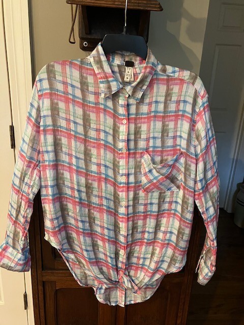 Free People Plaid Button Up Shirt Womens XS