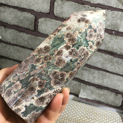 Natural pyrotechnic quartz crystal column aura stone therapy  758g