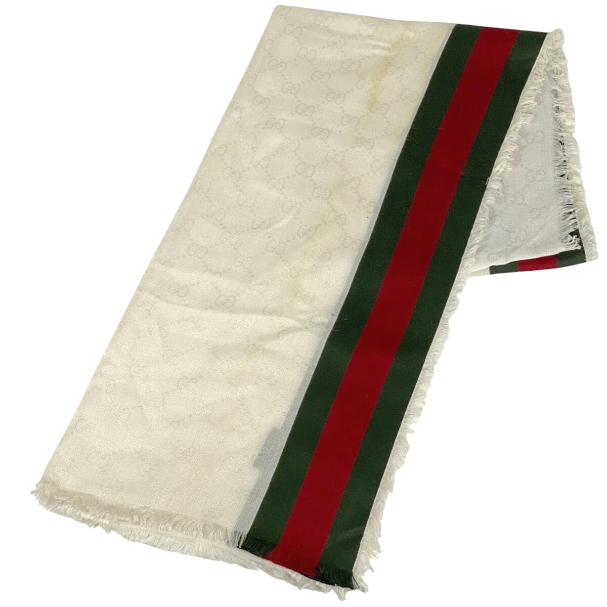 Étole motif GUCCI GG ligne sherry étole toile soie coton blanc femme
