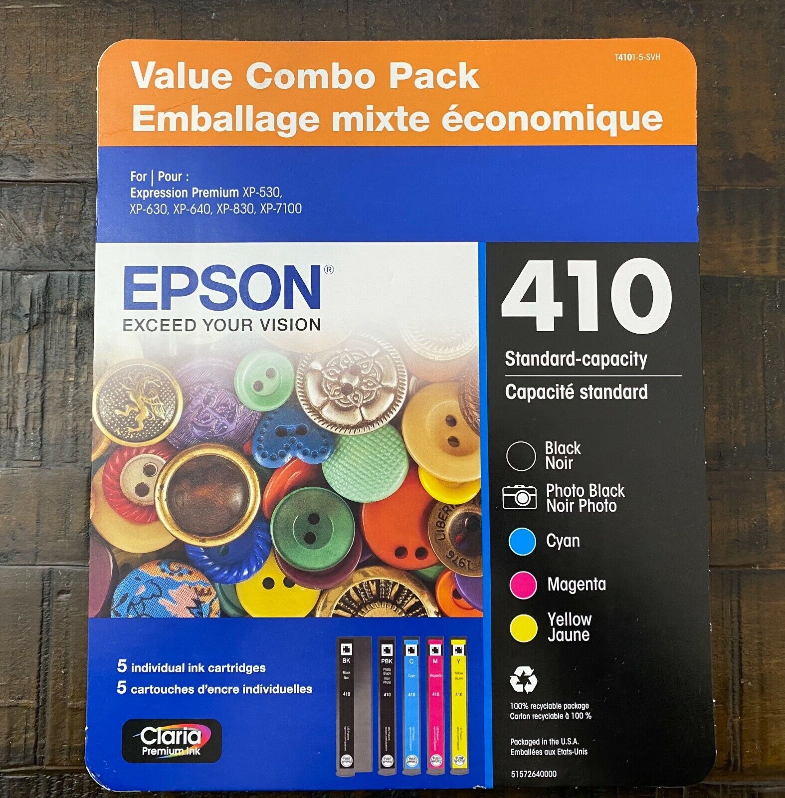 Epson 410 Standard Capacity 5 Pack Combo Exp 9/2022