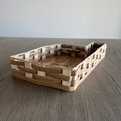 Rustic State Of Oklahoma Shaped Wicker Basket Crate With Wood Bottom 14” Long - Picture 6 of 13