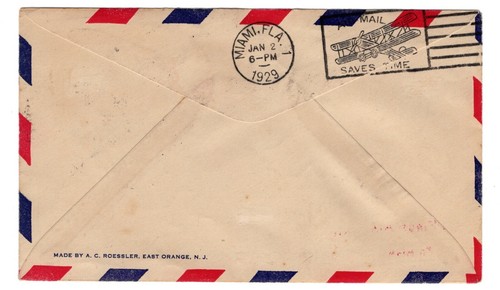 FAM 7 Nassau Bahamas - Miami FL - New Jersey A.C. Roessler 1929 - Picture 2 of 2