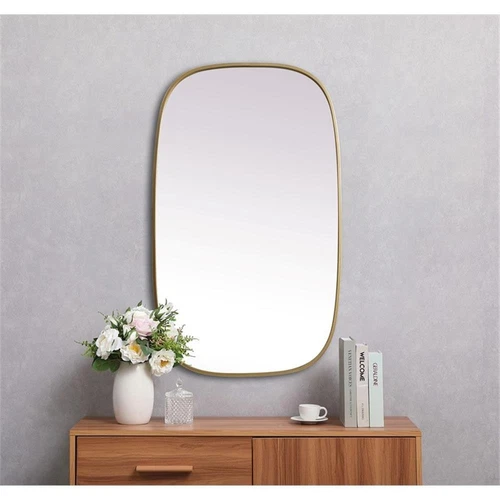 Elegant Decor Brynn 24x40" Oval Modern MDF Wood/Iron Mirror in Brass - Picture 11 of 11