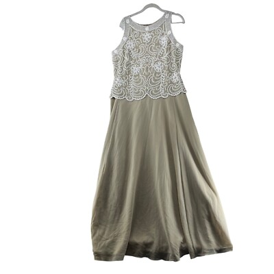 J Kara New York Maxi Dress Formal Evening Gown Beaded Mother Sleeveless Size 10