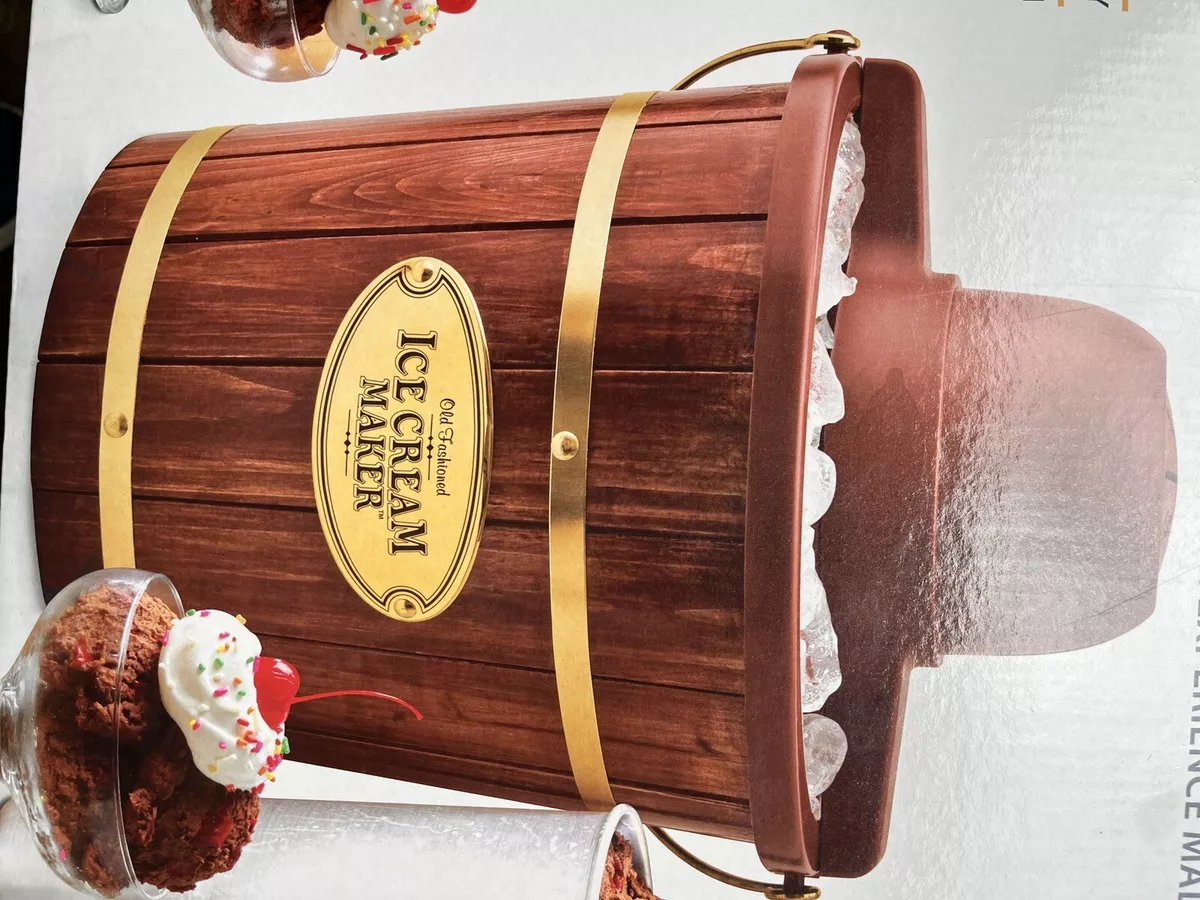 Nostalgia ICMW400 4qt Wooden Bucket Electric Ice Cream Maker