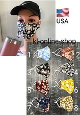 Washable Cotton Drinking Face Mask With A Straw Hole, Nose Guard, Filter Pocket