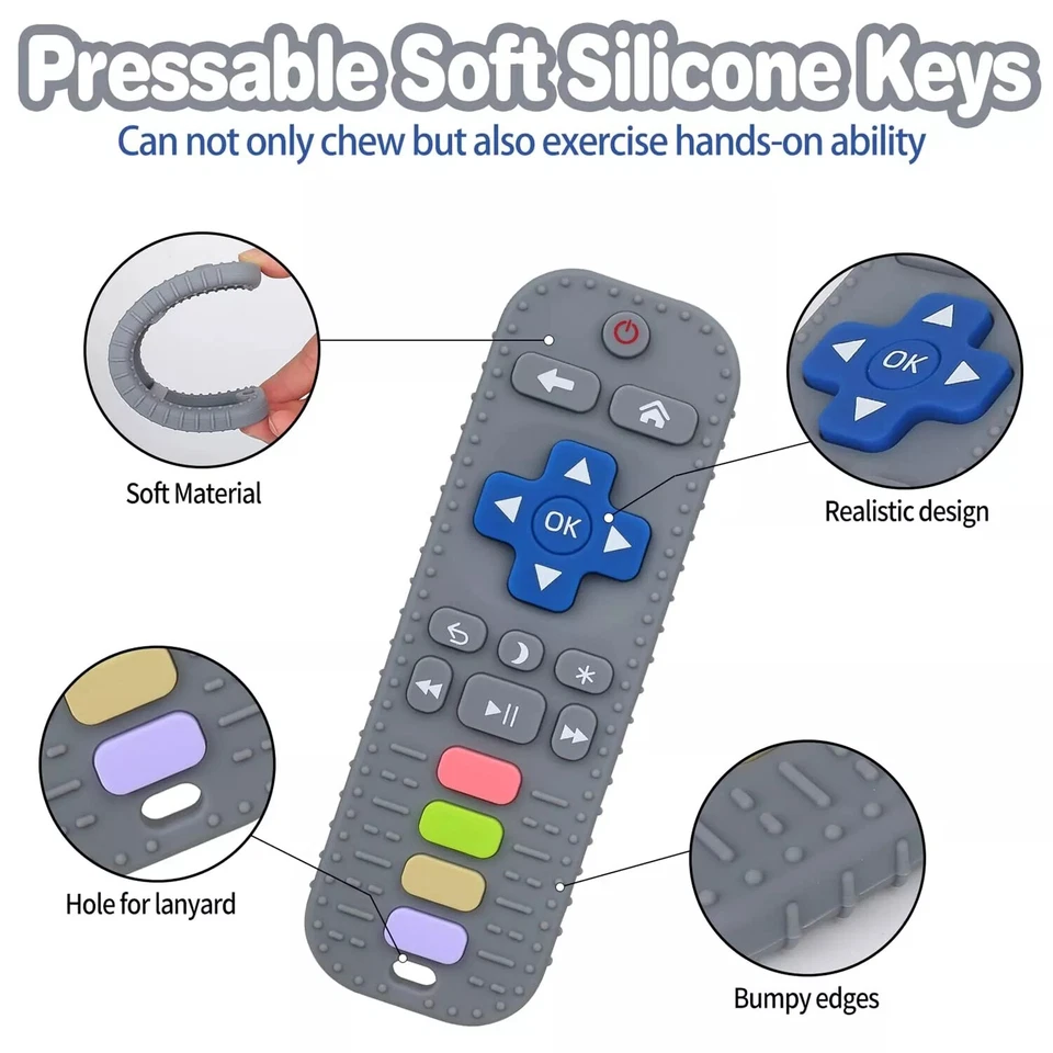 Nuevos juguetes de dentición de silicona para bebés, juguetes de dientes con forma de control remoto Foto 4 de 4