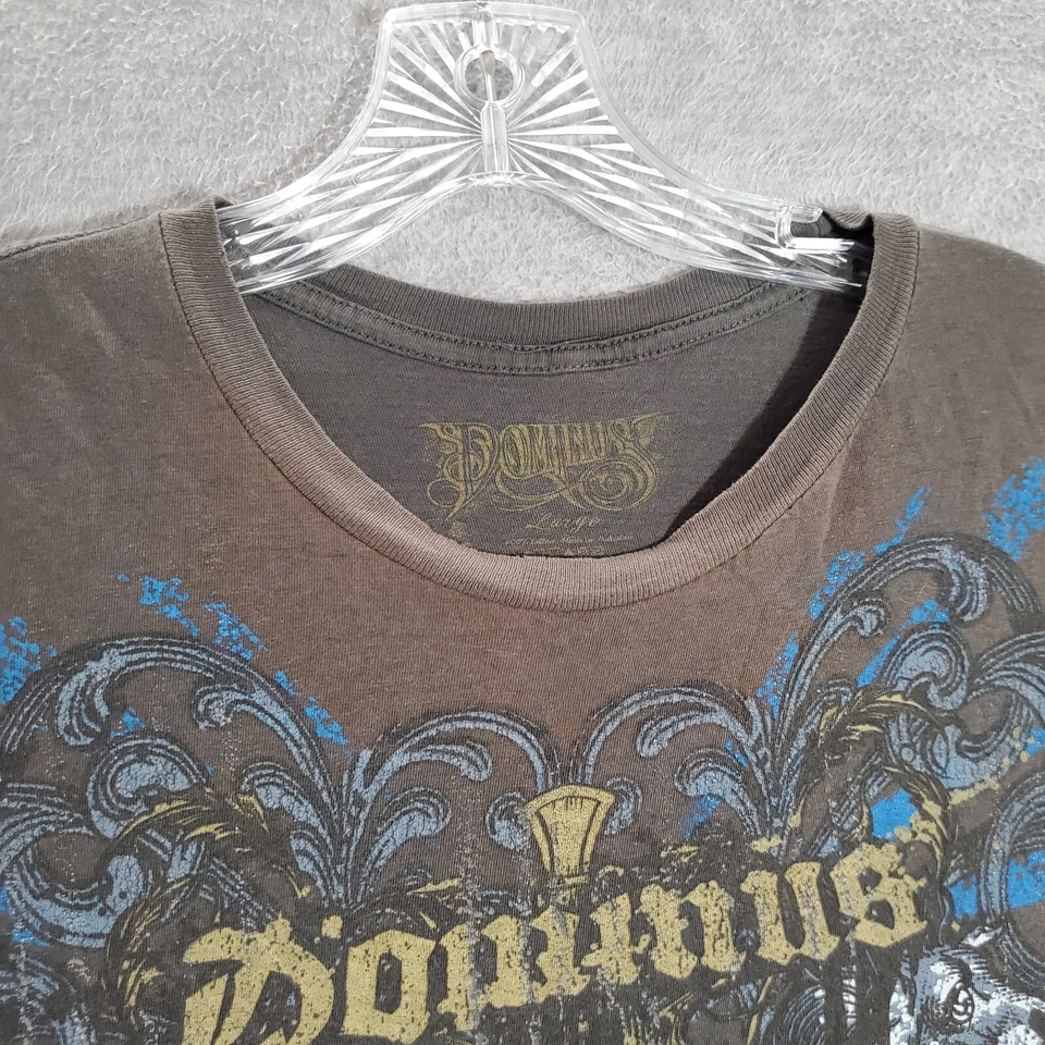 Camiseta DE COLECCIÓN Dominus Hombres Grande Gris Emblema Grunge MMA Gráfico Y2K LEER Foto 3 de 4
