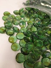10 Lb. Flat Glass Marbles/Pebbles for Vase Filler Etc (Green, 0.65" ~900 PCs) 
