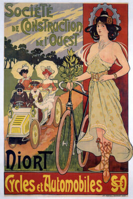 SOCIÉTÉ DE CONSTRUCTION DE L'OUEST NIORT CYCLES CAR GIRL FRANCE POSTER REPRO