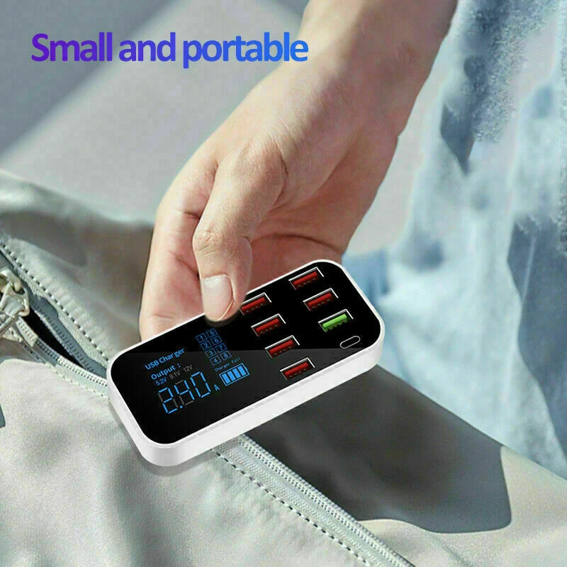 8-port USB Car Display Charger Station Hub for iPhone Samsung QC3.0 FAST Type-C - Image 2 of 4