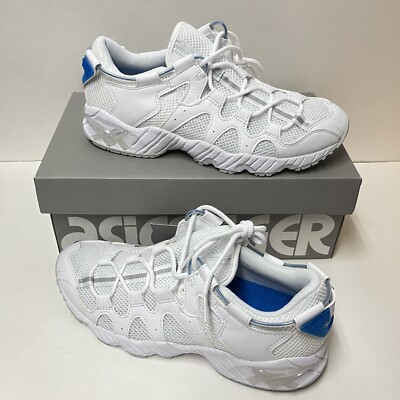 ASICS Tiger Gel-Mai Mens Shoes H813N White Sz 7.5 Comfort Sneakers Blue Accents