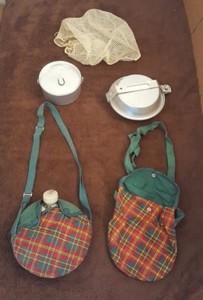 Girl Scout 1960's Vintage Mess Kit & Canteen w/ pouch Bag Nice Lot Pot Lid