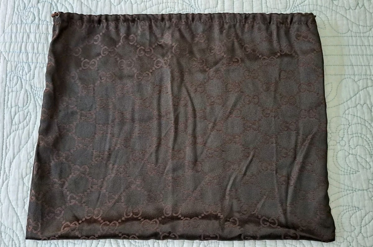 Gucci Black-Brown Monogram Satiny Drawstring Protective Dust Bag
