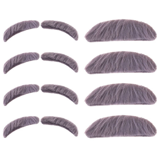 4 Sets Artificial Fake Beard Party Mustache Halloween Eyebrow Prop Props - Picture 1 of 12