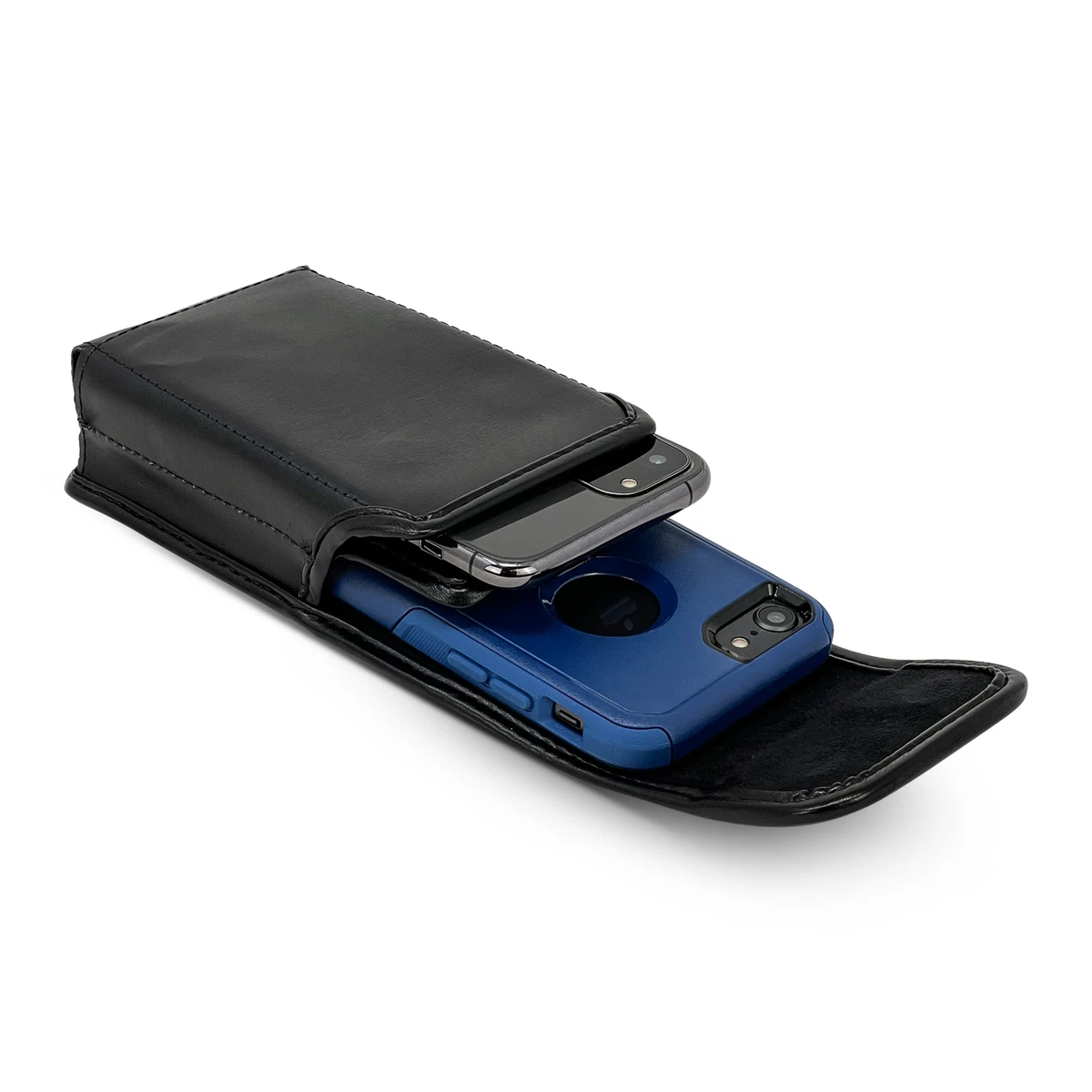 Leather Two phone case with belt loop, Leather Dual Phone Case