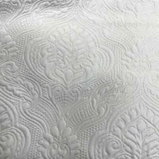 White Treasure Jacquard, Quilted Look - Custom Tablecloths, Machine Washable