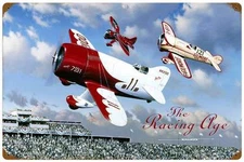 Vintage Airplane The Racing Age Metal Sign Man Cave Garage Body Shop Club STK028