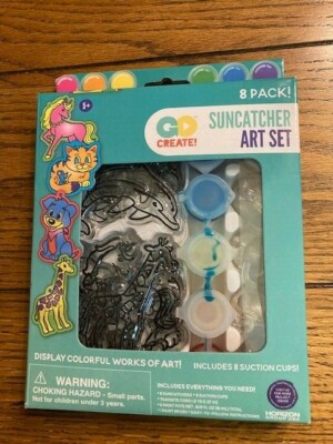 Go Create Suncatcher Art Set 8 Pack - 6 Paint Colors - Animals Suncathers - NEW