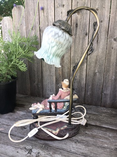 Art Nouveau Style Metal Lady Lounging Table Lamp - Picture 4 of 7