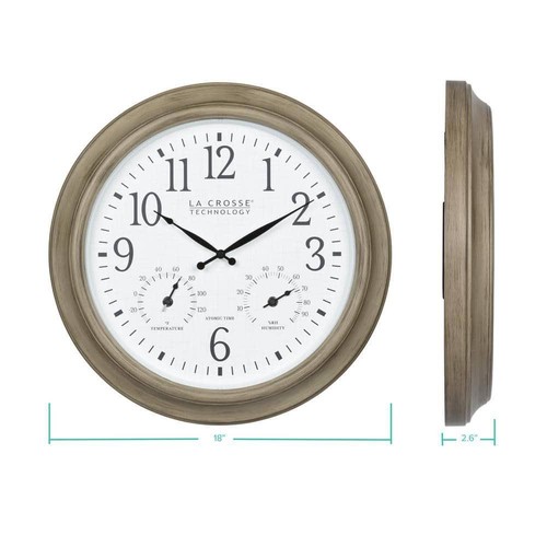 La Crosse Technology Wall Clocks 18" Atomic Analog Radio Controlled Taupe Beige - Picture 4 of 7