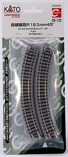 Kato Unitrack Roadbed - 7'' 18.3cm 45 Degree Curve - N Scale Nickel Silver