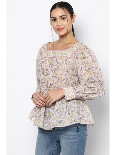 American Eagle Women’s Peasant Top M Floral Long Sleeve Square Neck NWT - Picture 3 of 15