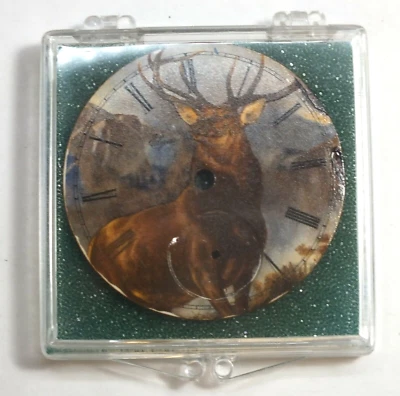 Elgin 18 Größe Elch Bock Jagd Vollfarbig Taschenuhr Porzellan Zifferblatt LW334 - Bild 1 von 4