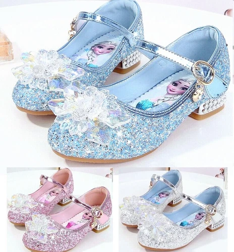 Kids Girls Ice Queen Princess Party Sequins Crystal Glitter Fancy Dress Sandals - Picture 1 of 31