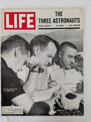 Vintage 1967 February 3, LIFE Magazine, The Three Astronauts & Their Flight Plan