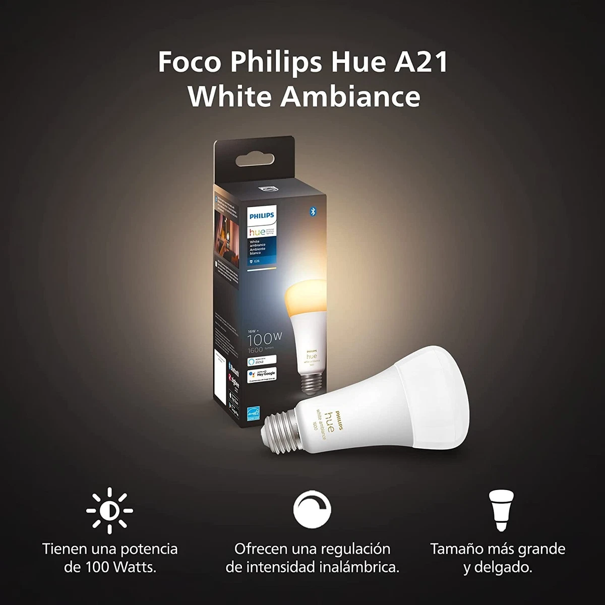 Philips Hue White Ambiance A21 High Lumen Smart Bulb, 1600 Lumens