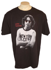 VTG 80s John Lennon The Beatles NYC Portrait RIP USA MADE Black T-Shirt XL NWOT