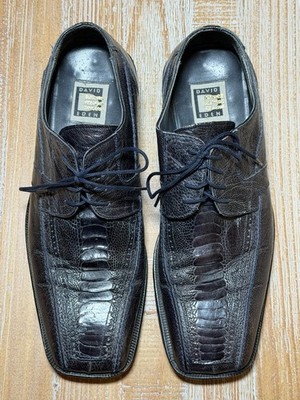 David Eden Alligator Lizard Skin Shoes Oxfords Men Sz 10.5 Black