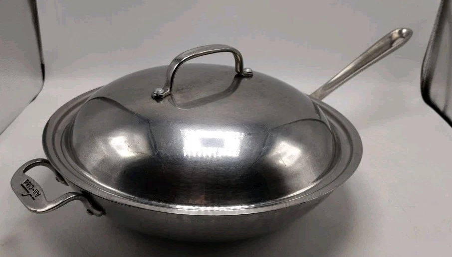All-Clad 12 inch Wok with Domed Lid Stir Fry Chef's Pan Stainless Steel 2 Handle - Image 2 of 4