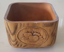 Vintage 1979 FTD Floral Faux Wood Container Wheat Apples Corn Grapes Pattern 