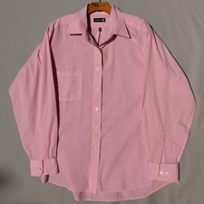 Men's 17-17.5 34/35 XL Ralph Lauren Chaps Wrinkle Free Pink Checkered LS Shirt