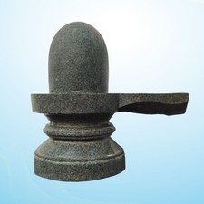 Authentic Shiva Lingam Shivling Statue 6 inch - Black Stone Handmade Hindu Worsh