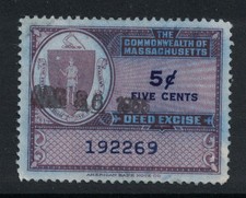 5c Acte Excise Tax Du Massachusetts De Utilisation Timbre Redevance État