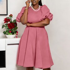 Women's Summer Midi Dress Babydoll Ruffle Pleated A Line Vacation Short Dresses