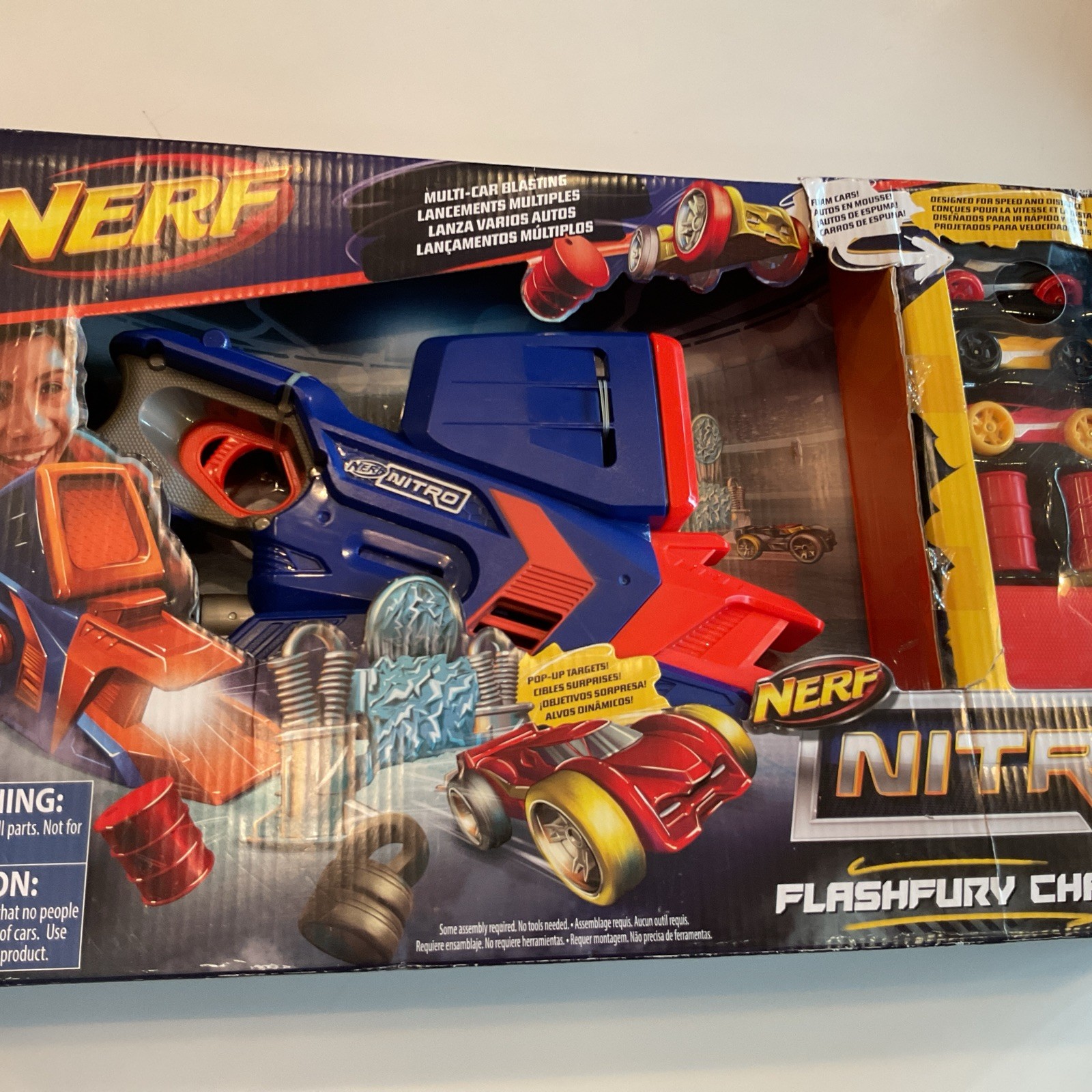 Nerf Nitro FlashFury Chaos Set Launcher Racing Foam Car Blas