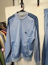 Vintage 70s 80s Adidas Keyrolan Baby Blue Track Suit Run DMC Men’s L Top Bottom