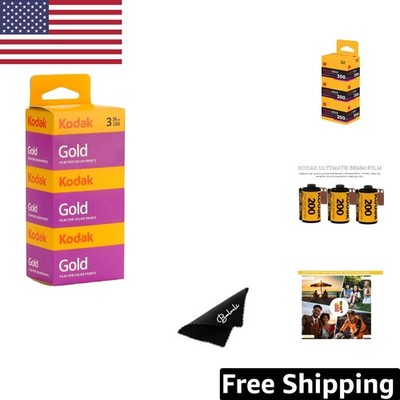 Kodak Gold 200 Film Bundle - 3 Rolls, 36 Exposures Each, with Microfiber Cloth
