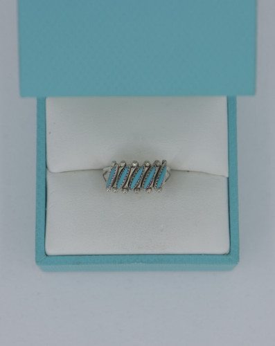 Zuni Needlepoint Turquoise Ring, Sterling Silver