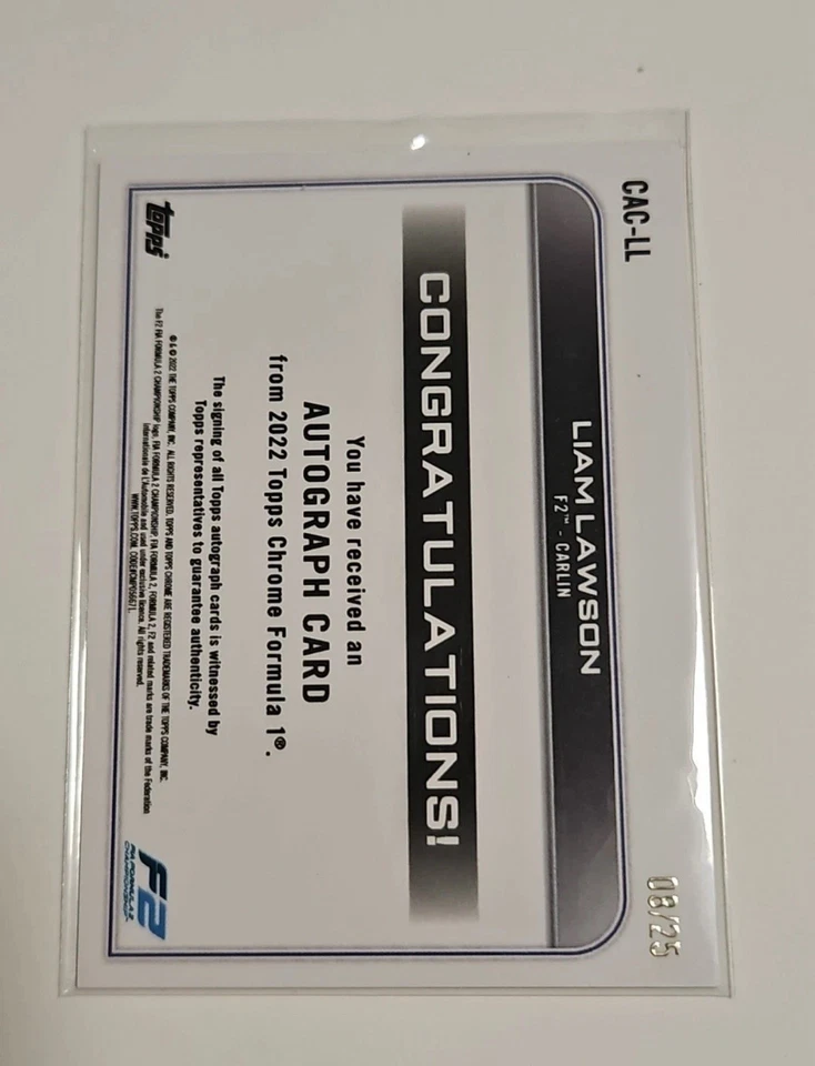 2022 Topps Chrome F1 #81 Liam Lawson Orange Wave Rookie /25  AUTO - Image 2 of 3