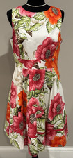 Eliza J Floral A-line Sleeveless Fit & Flare Pink & Orange Dress SZ 12