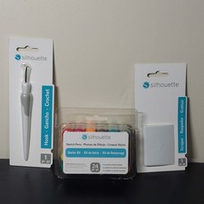 Silhouette Sketch Pens Starter Kit Cutting Hook And Scraper Tools 24 Color - NEW