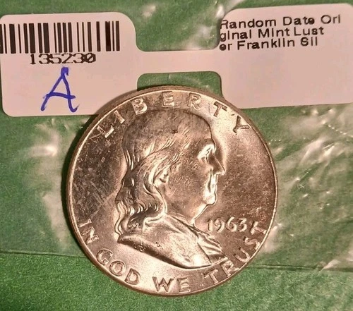 1963 P  Franklin  Silver  Half Dollar  Brilliant Uncirculated • Mint Luster   #A