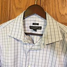 Pronto Uomo Button Up Blue Dress Shirt Non-iron Cotton Men's 17.5 Sleeve 34/35