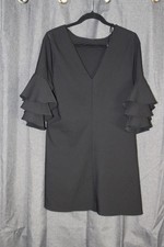 Zara Basic Black Mini Dress with Ruffle Sleeves